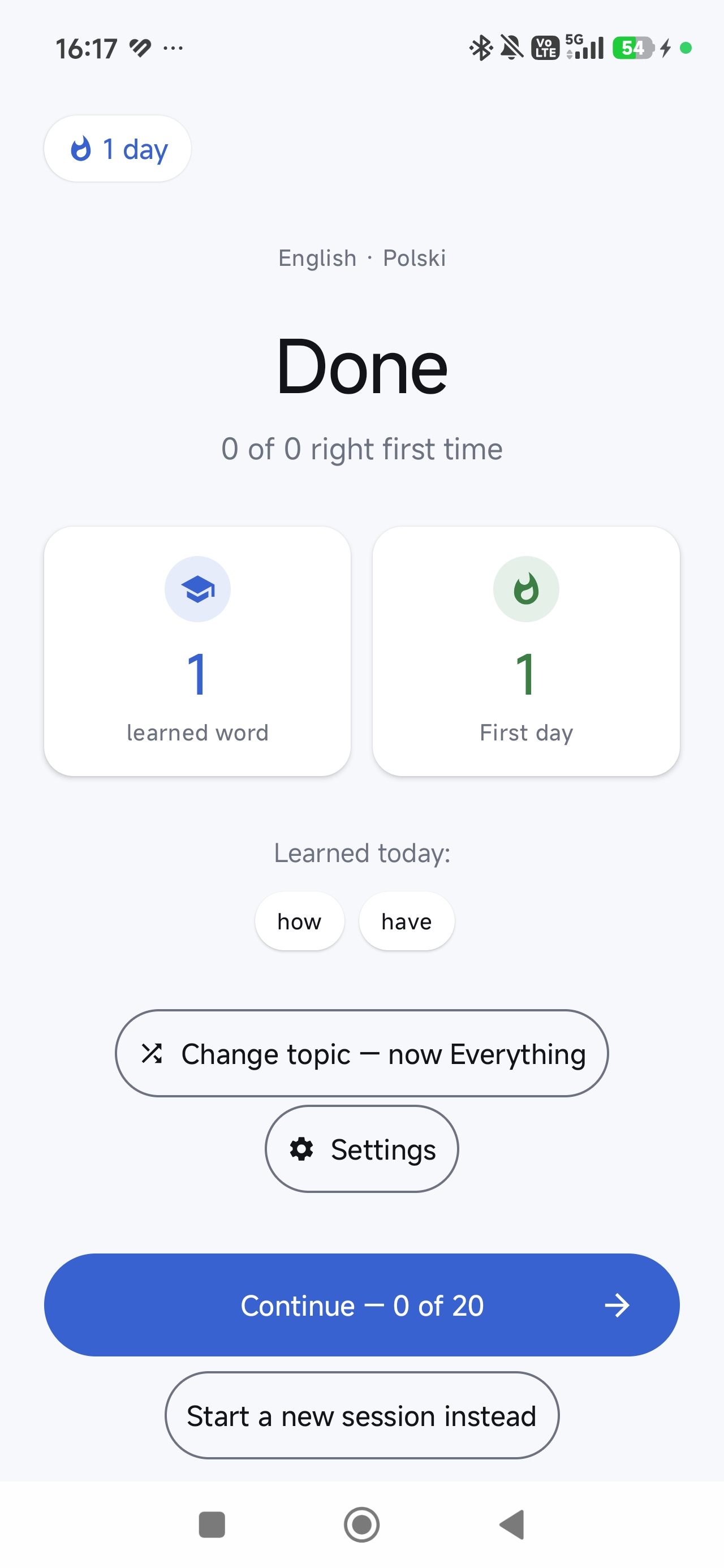 SayIt shows the summary of a completed session.