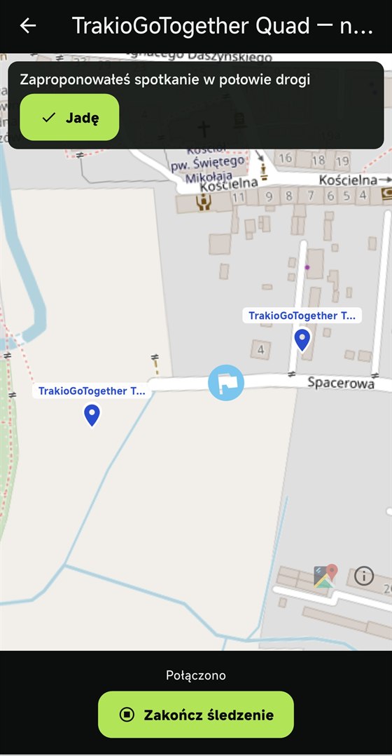 Trakio shows group members on one live map during a shared trip.
